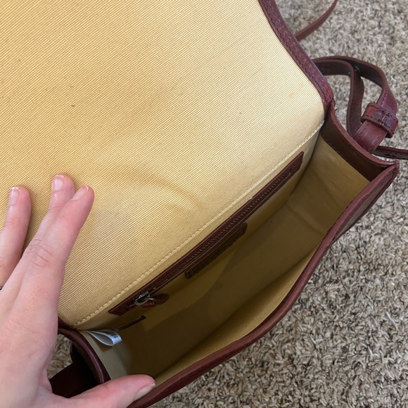 LL Bean Signature think hide leather maroon burgundy red brown structured bag - Picture 6 of 12